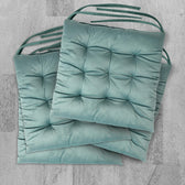 Velvet Slip Free Tufted  Chair Cushion Teal 40x40cm - Pack of 4