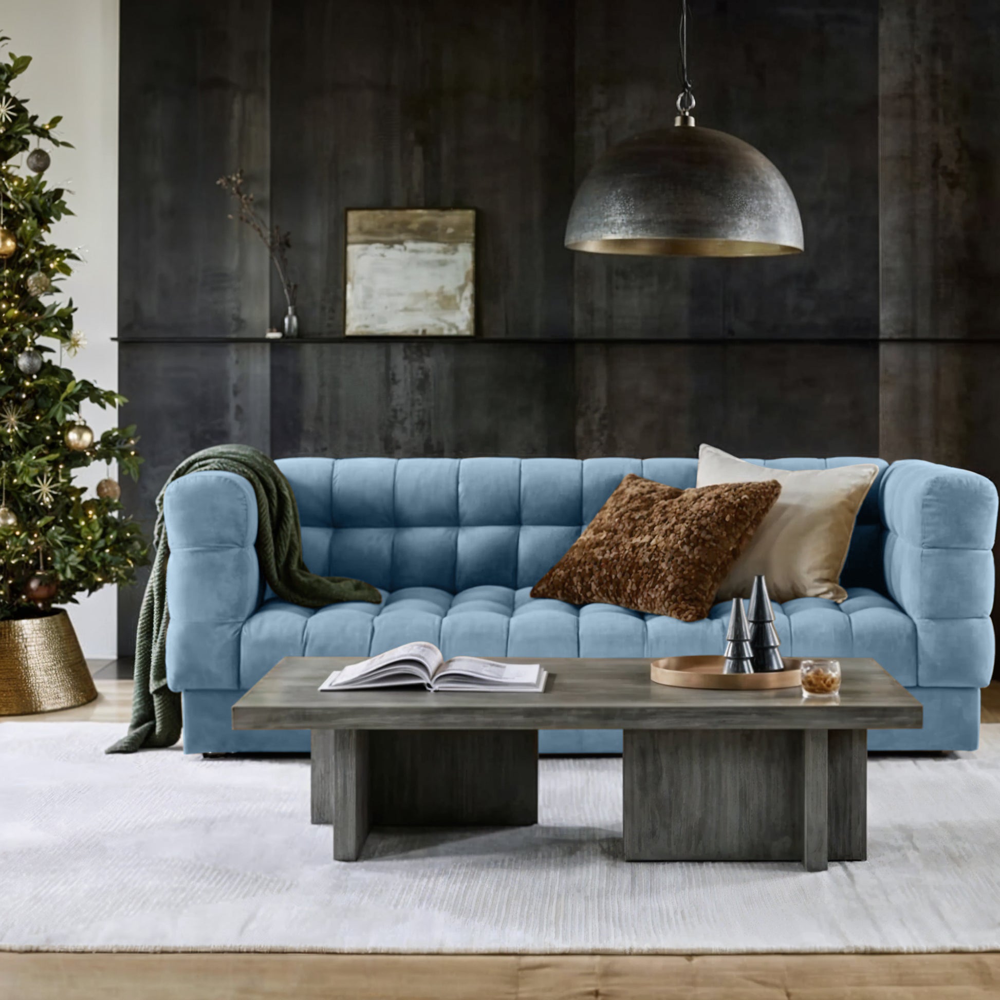 Buy Sunny Velvet 3-Seater Tufted Sofa 239cm Luxurious Comfort