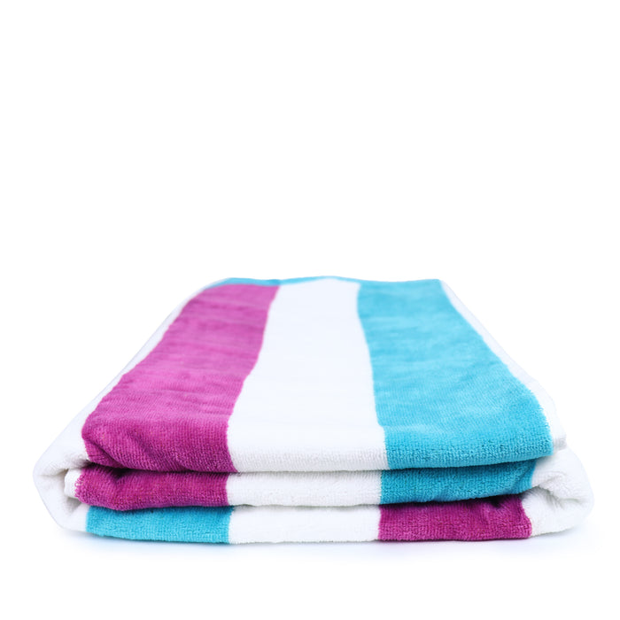 Oversized Beach Towel 90x180cm Extra Large Luxury Cotton Turquoise and Purple Striped High Absorbent and Soft Summer Pool Towel