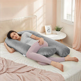 Serenity Velvet Pregnancy Pillow U-Shape Full Body Pillow  With Removable Cover Grey