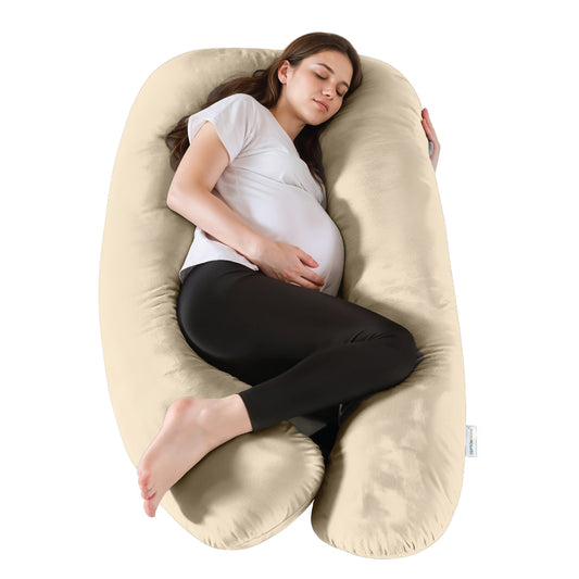 Serenity Velvet Pregnancy Pillow U-Shape Full Body Pillow  With Removable Cover