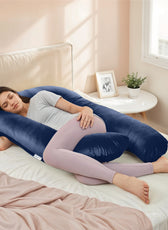 Serenity Velvet Pregnancy Pillow U-Shape Full Body Pillow  With Removable Cover - Cotton Home