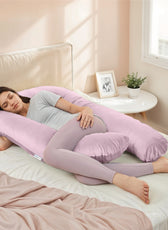 Serenity Velvet Pregnancy Pillow U-Shape Full Body Pillow  With Removable Cover - Cotton Home
