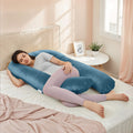 Serenity Velvet Pregnancy Pillow U-Shape Full Body Pillow  With Removable Cover Teal