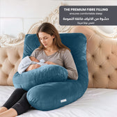 Serenity Velvet Pregnancy Pillow U-Shape Full Body Pillow  With Removable Cover Teal