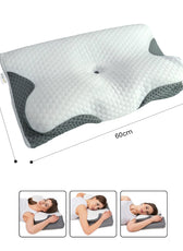Ergo Memory Foam Pillow with Breathable, Washable Cover with Button 60x40x10cm