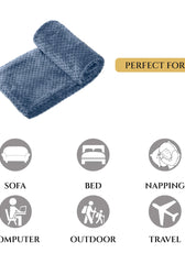 Tranquil Plaid Blanket Single Size 150x220 Metallic Blue - Cotton Home