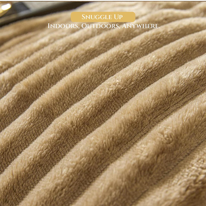 Plush Stripe Blanket Queen Size 220x240 Brown - Cotton Home