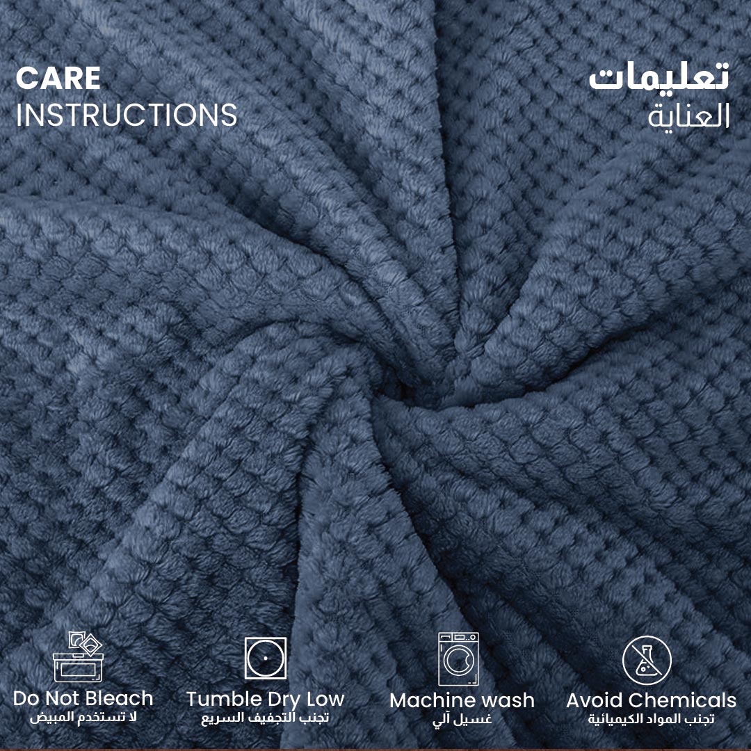 Tranquil Plaid Blanket Single Size 150x220 Metallic Blue - Cotton Home
