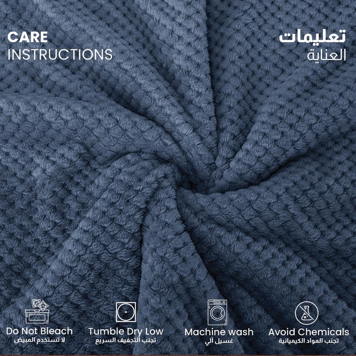 Tranquil Plaid Blanket Single Size 150x220 Metallic Blue - Cotton Home
