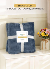 Tranquil Plaid Blanket Single Size 150x220 Metallic Blue - Cotton Home