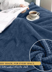 Tranquil Plaid Blanket Single Size 150x220 Metallic Blue - Cotton Home