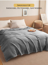 Elegant Square Design Blanket Single 150x220 Size Silver - Cotton Home
