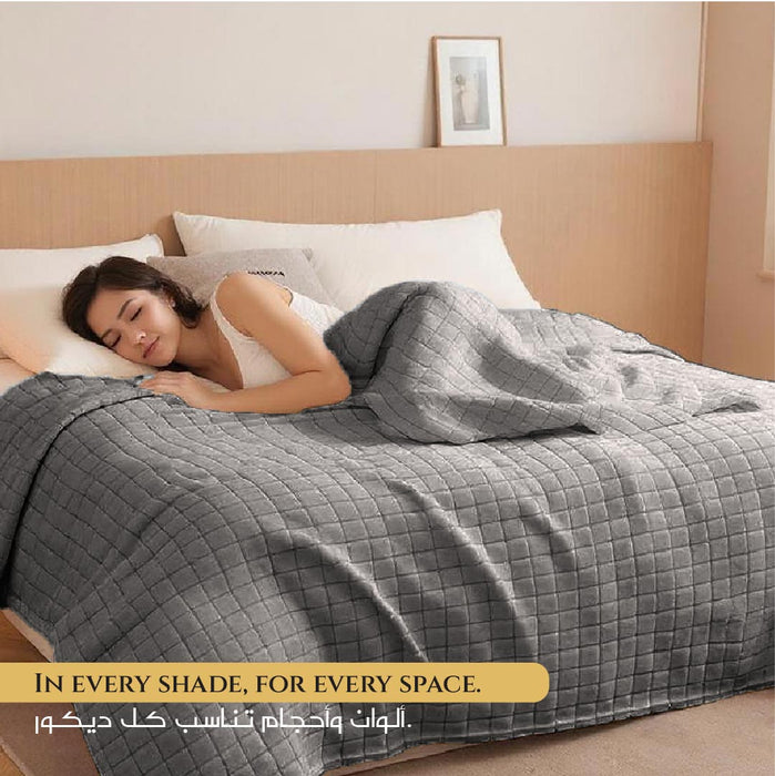 Elegant Square Design Blanket Single 150x220 Size Silver - Cotton Home