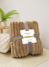 Plush Stripe Blanket Queen Size 220x240 Dark Grey - Cotton Home