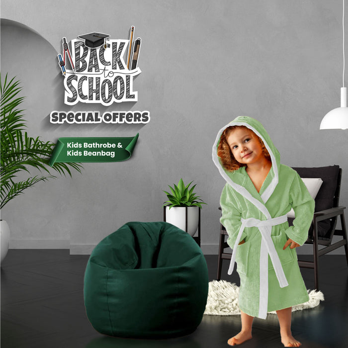 Kids Combo Offer | Kids Bathrobe and Bean Bag - Dark Green