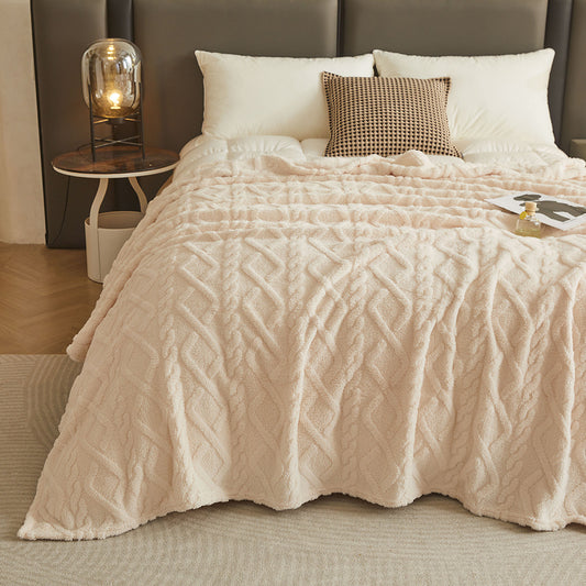 Premium Jacquard Blanket Double Size Cream