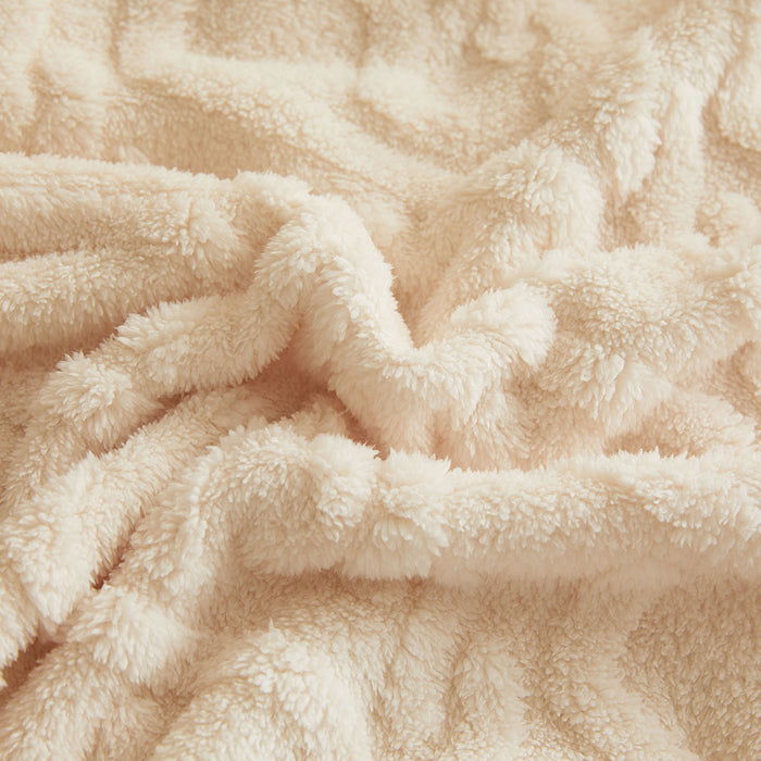 Premium Jacquard Blanket Double Size Cream