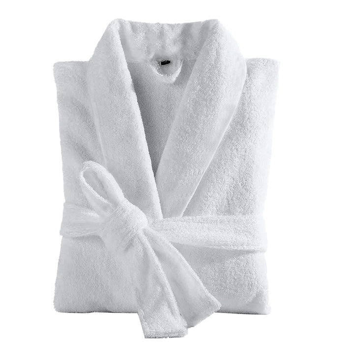 Premium Cotton White Terry Bathrobe with Pockets Suitable for Men and Women, Soft & Warm Terry Home Bathrobe, Sleepwear Loungewear, One Size Fits All