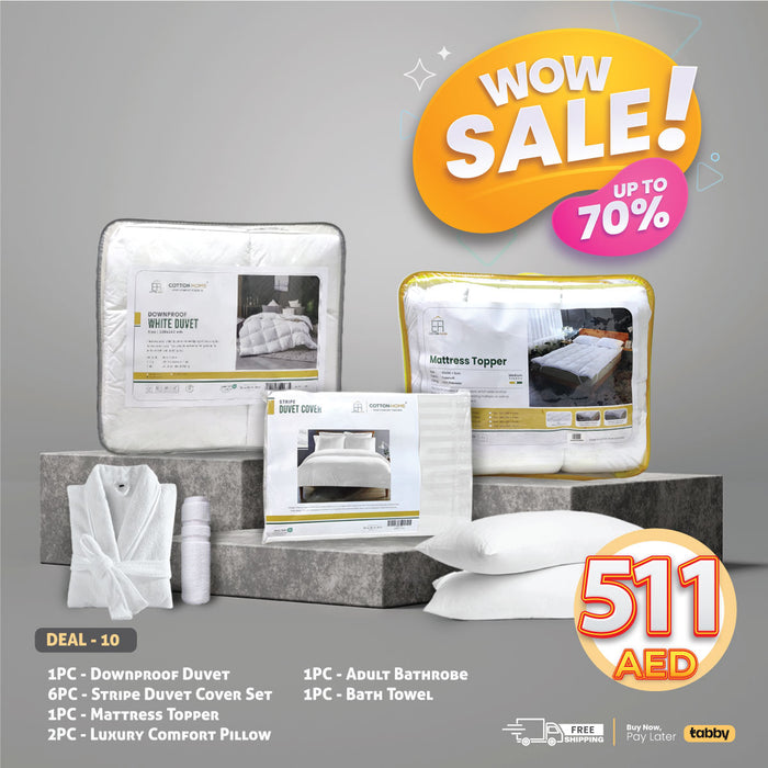 Wow Deals - Down Proof White Duvet and Duvet Cover Set Combo Offer