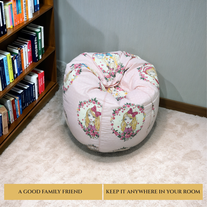 Eid Exclusive Deals on Kids Bean bags with Soft Velvet Kids Pillow Pink