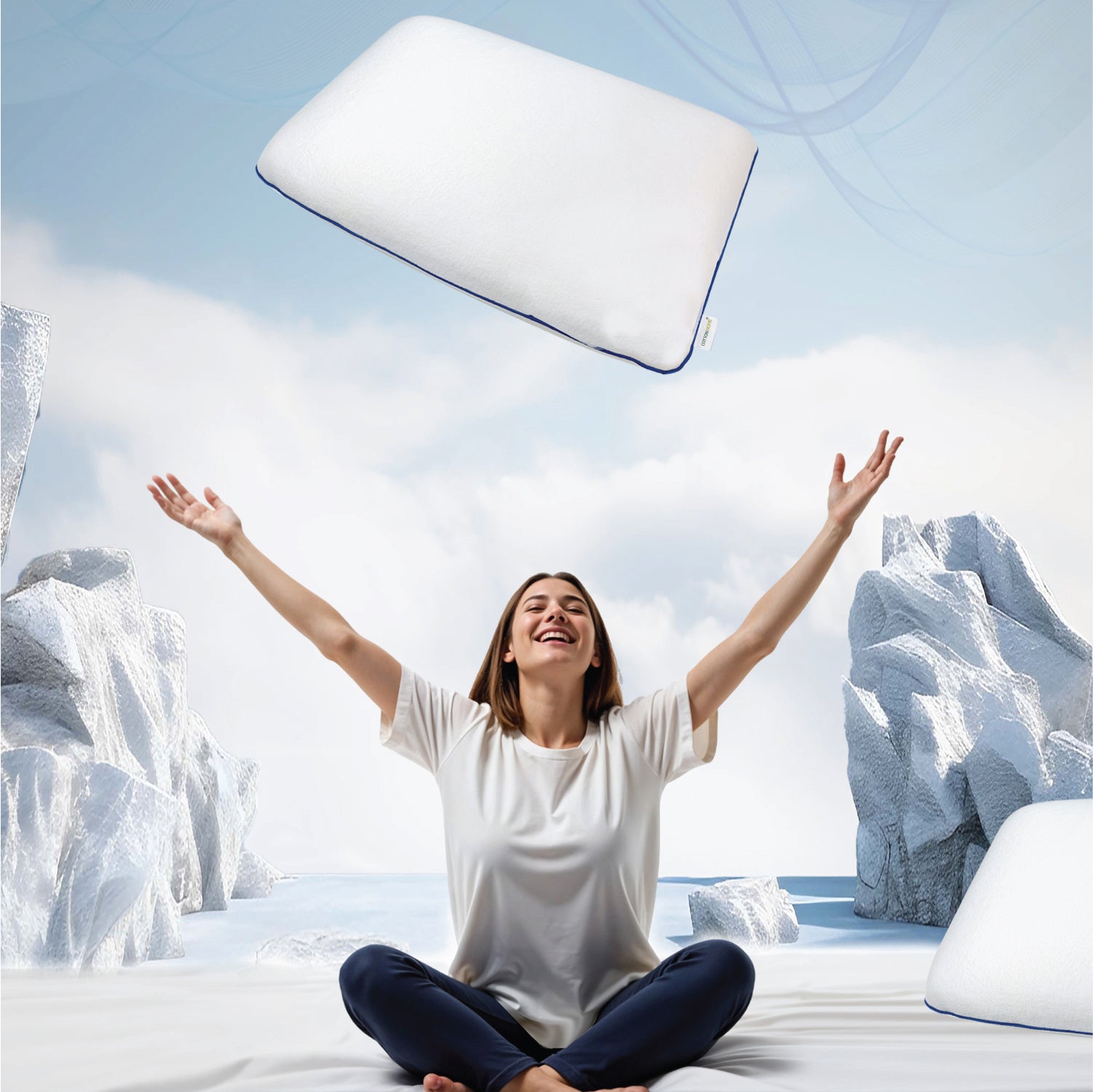 Ice Cool Gel Ergonomic Memory Foam Pillow