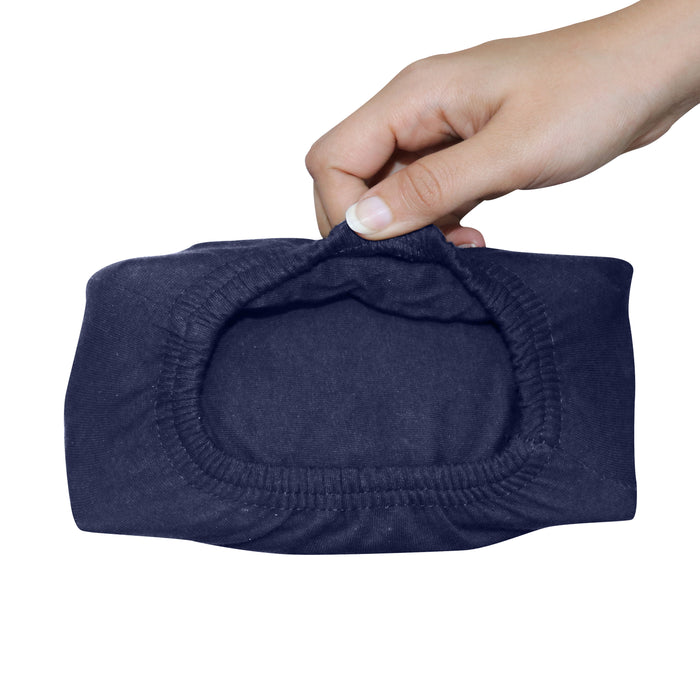 High Quality Navy Blue Cotton Jersey Queen 3 Piece Fitted Sheet Set 180x200+30cm with Deep Pockets and 2 Pillow Case