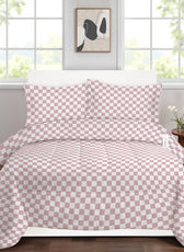 Premium Cotton 4PC Bedding Set Kids Comforter Set 160x220cm Blush Blocks