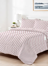 Premium Cotton 4PC Bedding Set Kids Comforter Set 160x220cm Blush Blocks