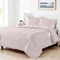 Premium Cotton 4PC Bedding Set Kids Comforter Set 160x220cm Blush Blocks