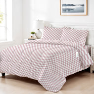 Premium Cotton 4PC Bedding Set Kids Comforter Set 160x220cm Blush Blocks