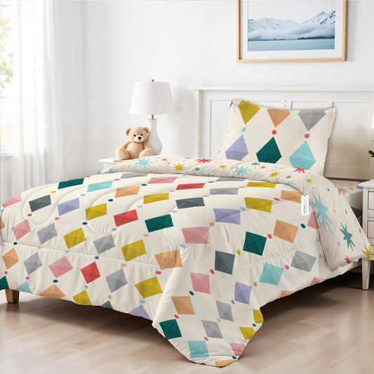 Premium Cotton 3PC Bedding Set Kids Comforter Set 135x220cm Little Gems