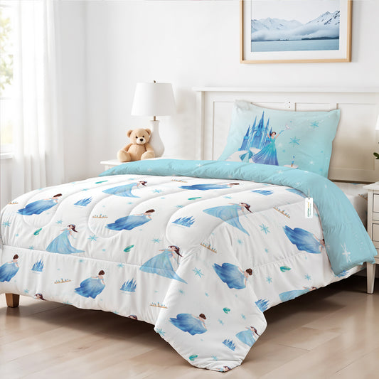Back to School Comfort Combo - 6PC Kids Bedding Set 135x220 with Pillows & Cushions - Snow Princess (6036)