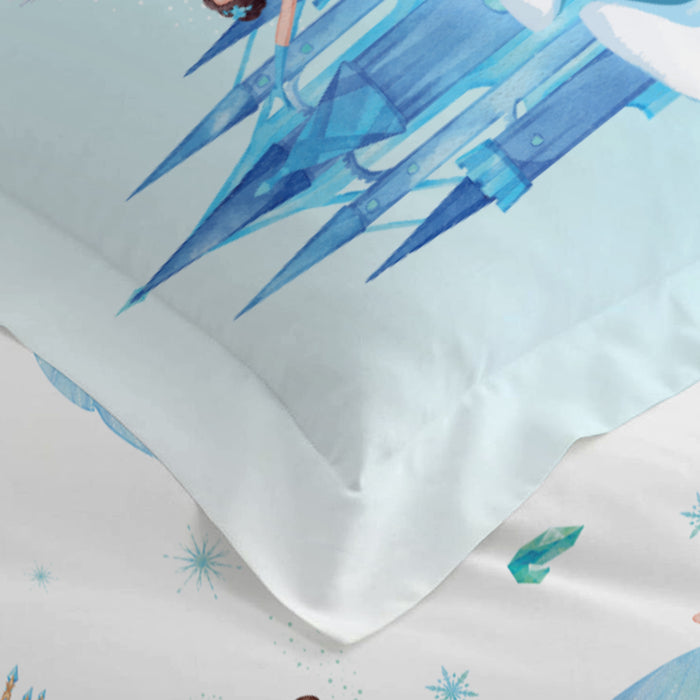 Back to School Comfort Combo - 6PC Kids Bedding Set 135x220 with Pillows & Cushions - Snow Princess (6036)