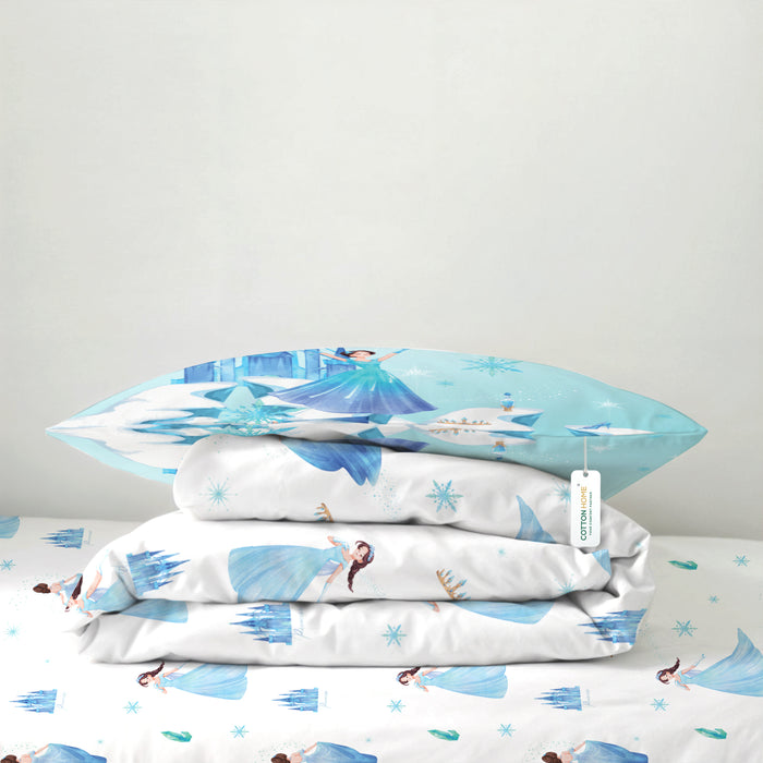 Back to School Comfort Combo - 6PC Kids Bedding Set 135x220 with Pillows & Cushions - Snow Princess (6036)