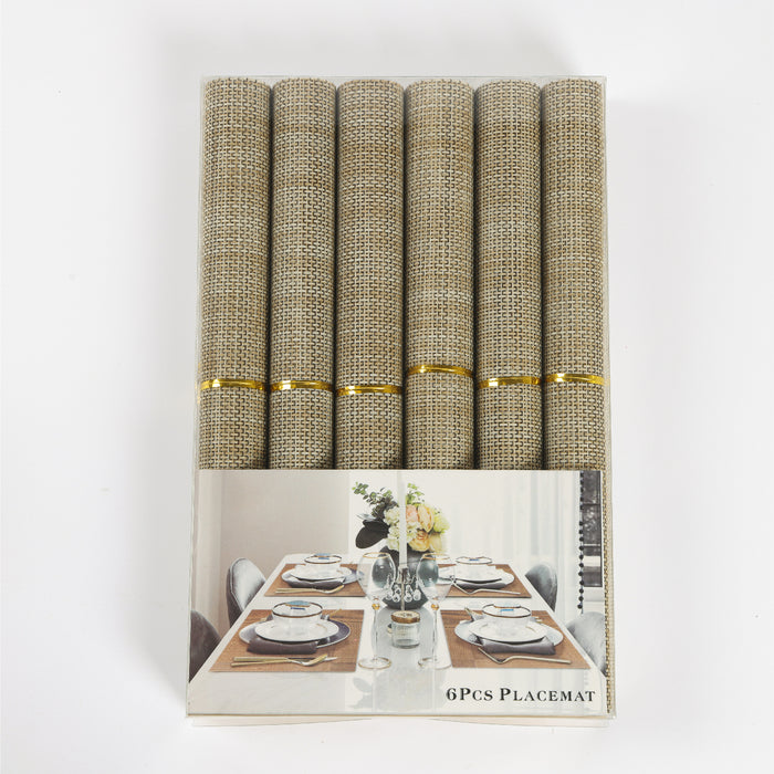 Elegant Heat Resistant Beige Place Mats Set of 6 for Dining