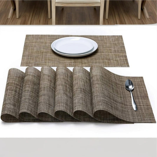 Elegant Heat Resistant Brown Place Mats Set of 6 for Dining - Cotton Home