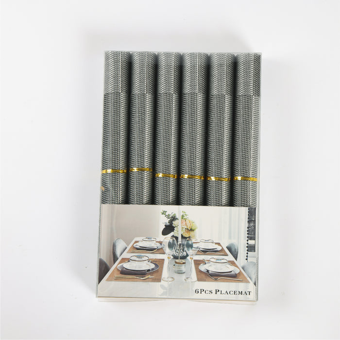 Elegant Heat Resistant Silver Place Mats Set of 6 for Dining