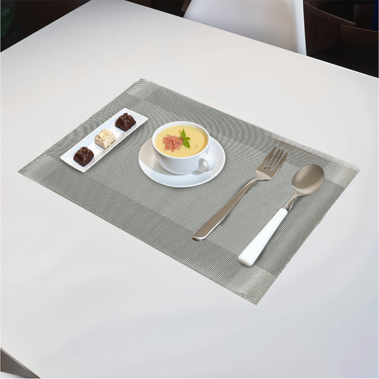 Elegant Heat Resistant Silver Place Mats Set of 6 for Dining