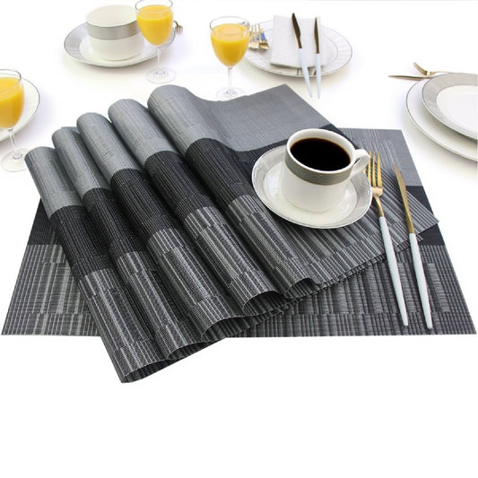 Elegant Heat Resistant Ash Grey Place Mats Set of 6 for Dining