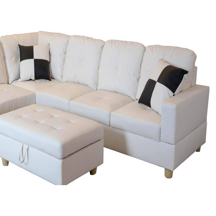 Airlaier Leather Facing Sofa & Chaise with Ottoman