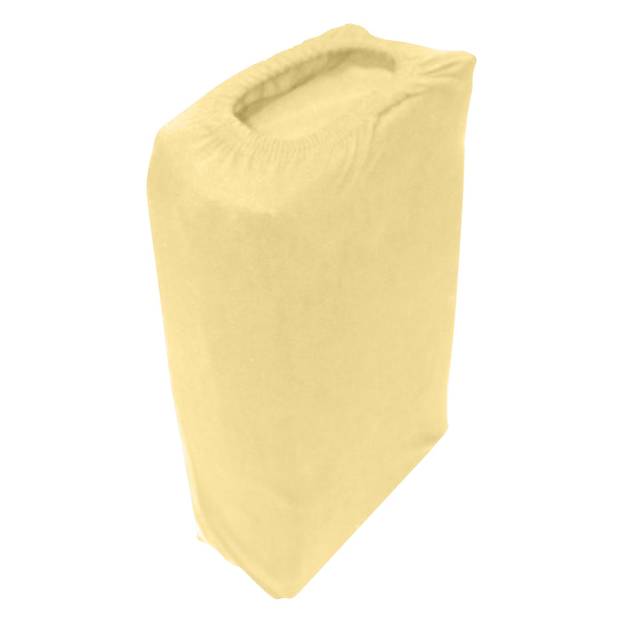 High Quality Yellow Cotton Jersey Double 3 Piece Fitted Sheet Set 120x200+30cm with Deep Pockets and 2 Pillow Case