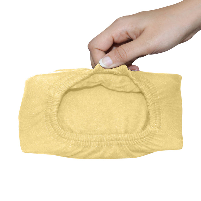 High Quality Yellow Cotton Jersey Double 3 Piece Fitted Sheet Set 120x200+30cm with Deep Pockets and 2 Pillow Case