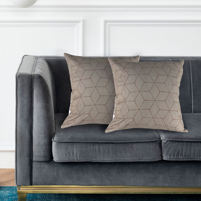 2-Pack Cotton Decorative Throw Pillows - 45x45 cm Square, Grey