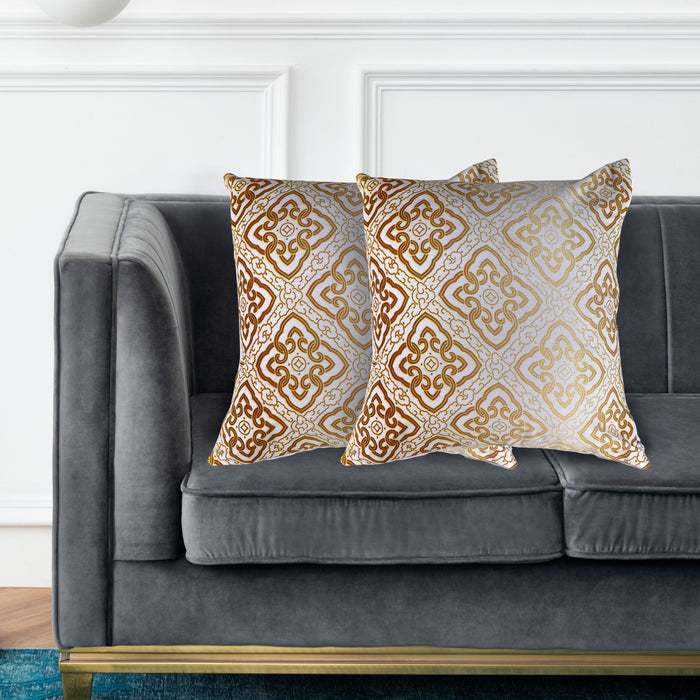 2-Pack Cotton Decorative Throw Pillows - 45x45 cm Square, Blue Pattern