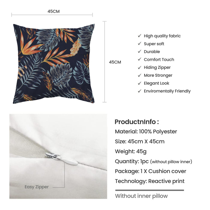 Cushion cover 45X45 set of 4pcs Decorative throw pillow case 45x45cm Digital Print Navy Blue  Decorative Pillow Cover