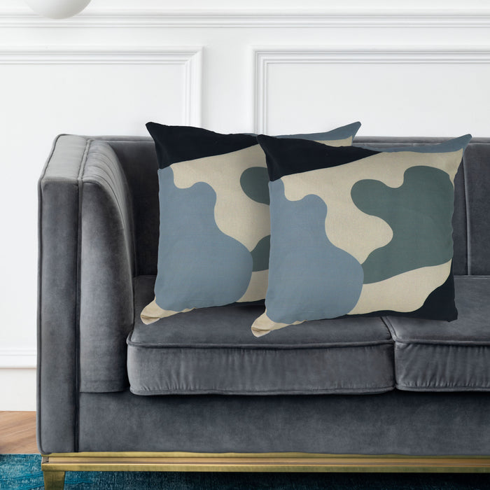 2-Pack Cotton Decorative Throw Pillows - 45x45 cm Square, Blue Art