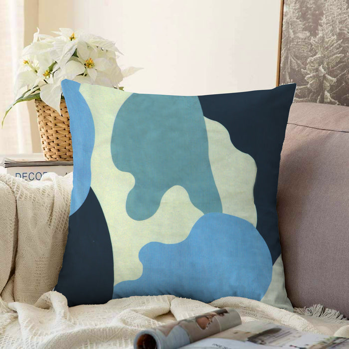 2-Pack Cotton Decorative Throw Pillows - 45x45 cm Square, Blue Art