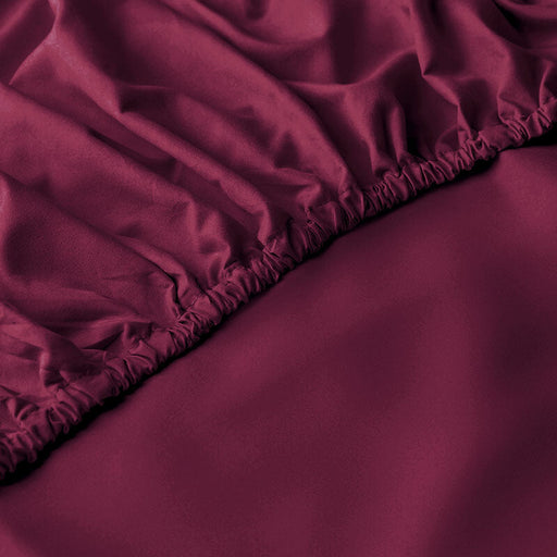 Fitted Sheet 100% Cotton (200 X 200 + 30 CM ) - Burgundy - Cotton Home