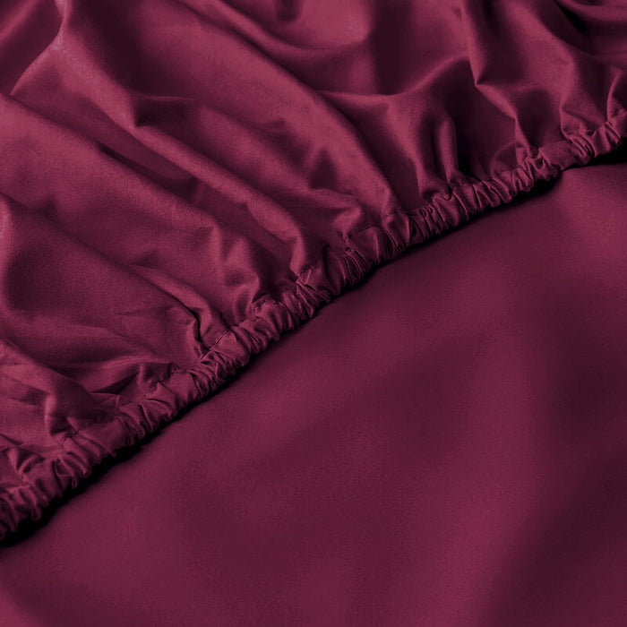 Fitted Sheet 100% Cotton (90 X 190 + 20 CM ) - Burgundy - Cotton Home